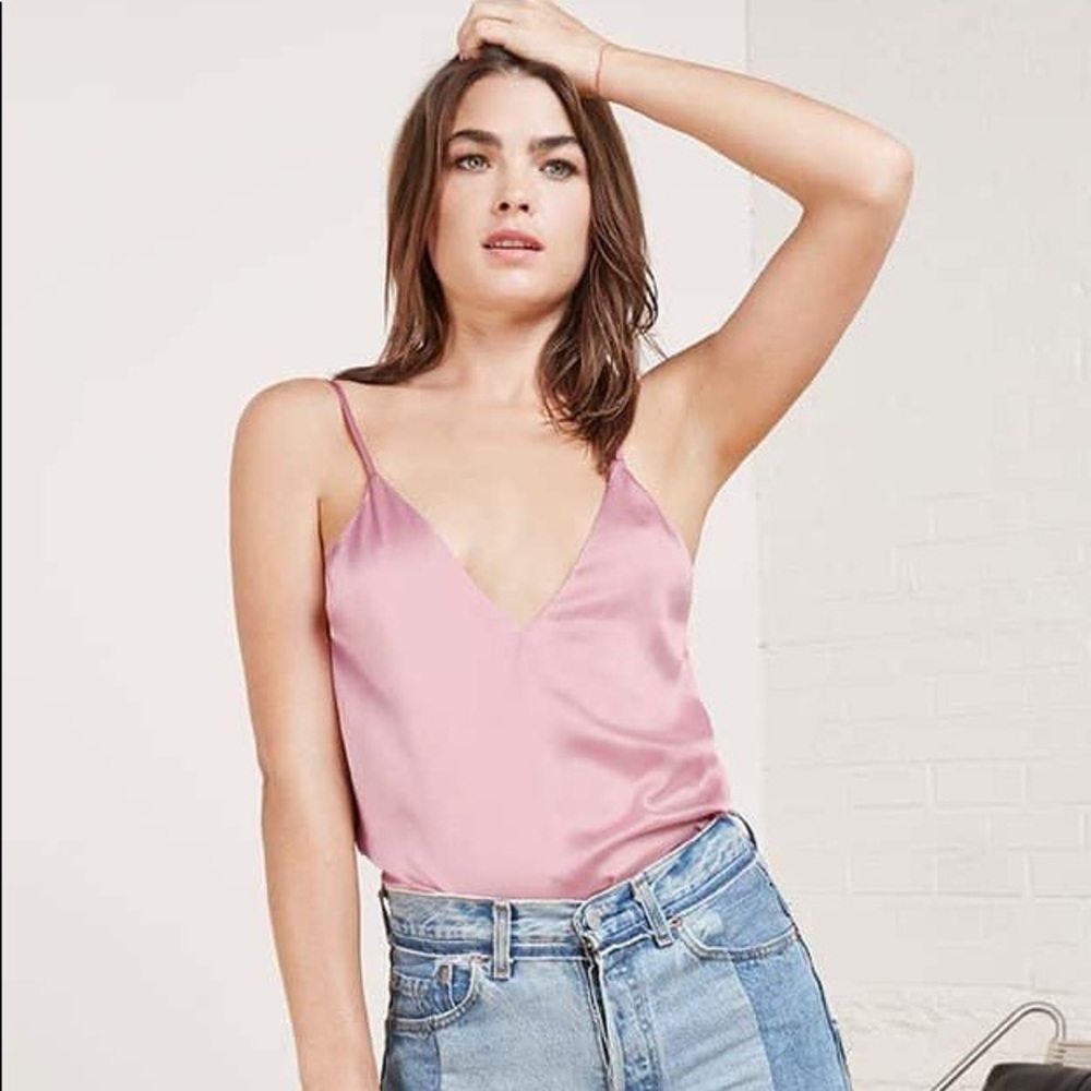 Reformation Rouge Pink Silk Cami Tank Top